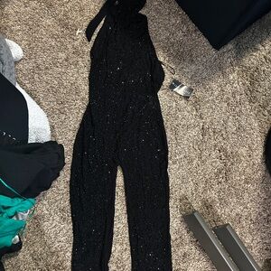 Fashion Nova Black Glitter Jumpsuit